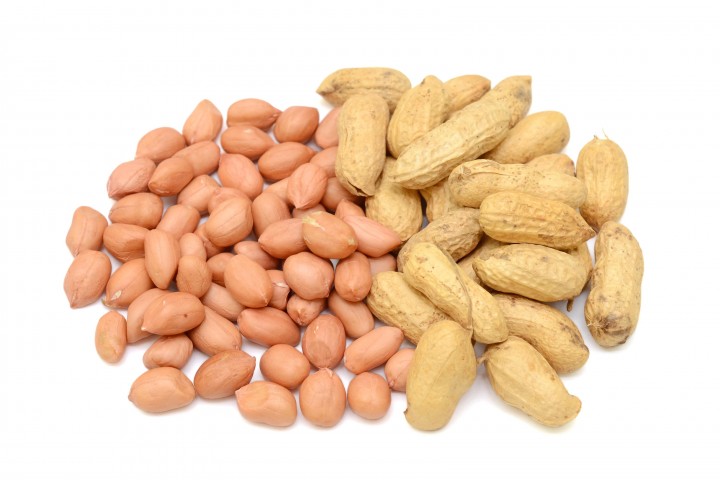 pile of peanuts isolated on white background