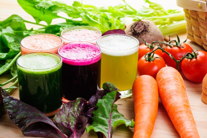 colorful fresh vegetable juice